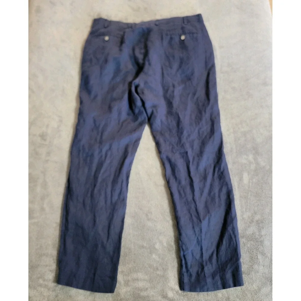 Vintage Y2k Lauren Ralph Lauren 100% Linen Men's Dress Pants Navy Blue 36x30